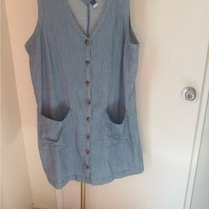 Old Navy Blue and White Striped V-Neck Top